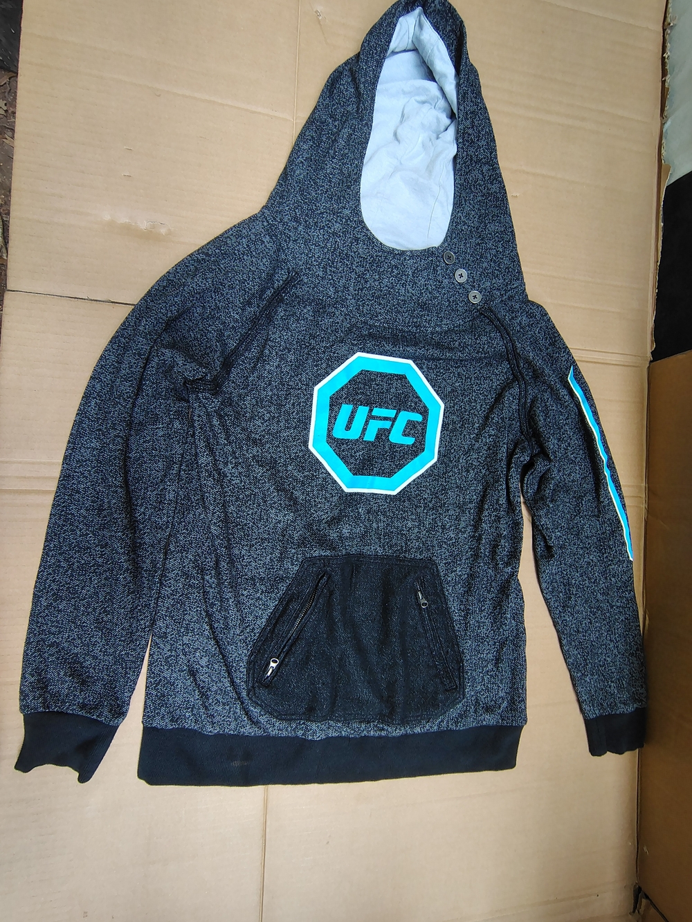 UFC Heathered Gray Pullover Hoodie with Teal Logo